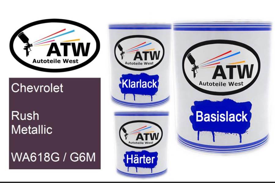 Chevrolet, Rush Metallic, WA618G / G6M: 1L Lackdose + 1L Klarlack + 500ml Härter - Set, von ATW Autoteile West.